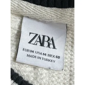 Zara Womens White Cable Knit V Neck Sleeveless Cricket Tennis Sweater Vest Top M thumbnail 5