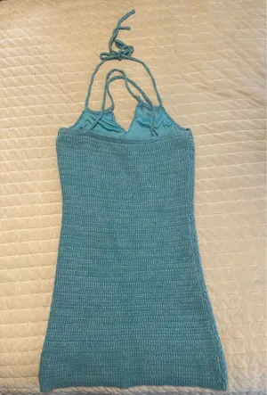 Olive + Oak blue crochet halter neck dress thumbnail 2