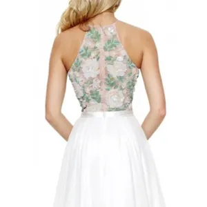 Sherri Hill Floral Beaded Mini Dress – Beaded Bodice, Chiffon Skirt, Size 2 thumbnail 3