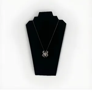 Silver Spider Pendant Necklace Black Leather Cord Gothic Punk Halloween Spooky thumbnail 3