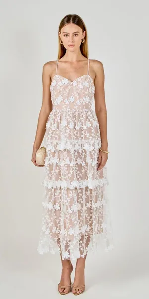 Endless Rose White Lace Tiered Maxi Dress - Spaghetti Straps thumbnail 1