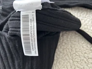 Quince Stretch Ribbed Organic Cotton Cashmere Long Sleeve Bodysuit Black Size S thumbnail 13