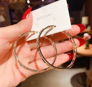 14K Gold Plated CZ Diamond Gold Hoop Earrings for Women thumbnail 2