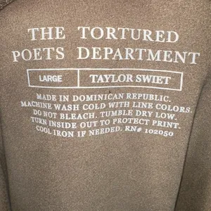 Taylor Swift The Tortured Poets Department Pullover Hoodie‎ Beige Size Large thumbnail 2