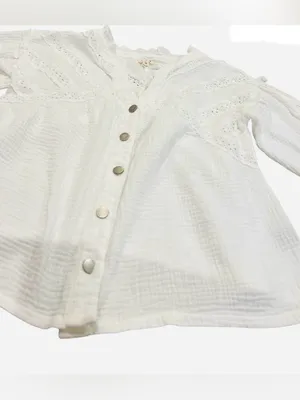 POL White Eyelet Button-Front Blouse thumbnail 4