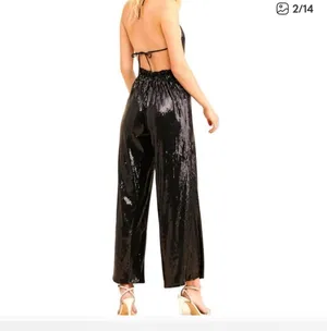 Elwood wide leg halter sequined black jumpsuit thumbnail 6