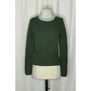 Anthropologie SLEEPING ON SNOW Green Cashmere Wool Button Sweater Knit Small thumbnail 2