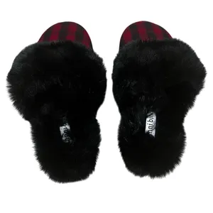 Gianni Bini Faux‎ Fur Size US 9 slippers house shoes fuzzy plaid buffalo plaid thumbnail 5