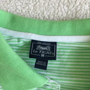 Y2K Polo Shirt Stretch Green Striped - Sz Medium thumbnail 13