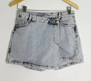 Zara Denim Wrap Skort Light Wash Size S USA 4 Acid Wash 100% Cotton thumbnail 1