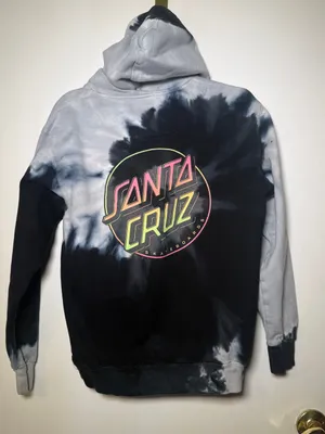Santa Cruz Skateboards Womens Tie-Dye Hoodie Sweatshirt - Black & Gray Small thumbnail 9