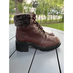 Timberland Women Size 5.5 Kinsley Waterproof Brown Leather Faux Fur Ankle Boot thumbnail 2