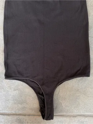 Skims Stretch Rib Scoop Tank Bodysuit In Soot Size S/M thumbnail 8