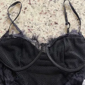 Kaei & Shi Kitty-Kitty Black Lace Mesh Underwire‎ Bodysuit Medium KKXH00320101-M thumbnail 3