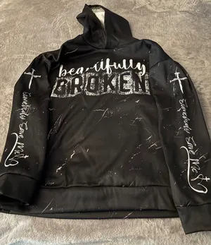 Woman’s black beautifully broken hoodie size large thumbnail 1