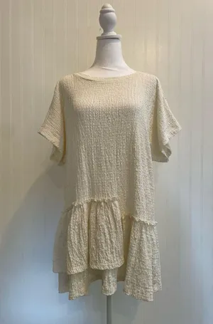 FP BEACH by Free People Marni Asymmetrical Ruffle Tunic Mini Dress Cream Size S thumbnail 3