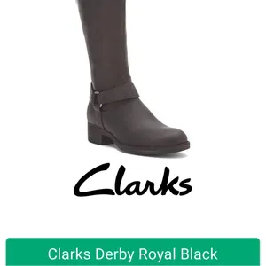 CLARKS Royal Derby Black Leather Boots Low Heal Tall Riding Womens Size 7.5 thumbnail 7