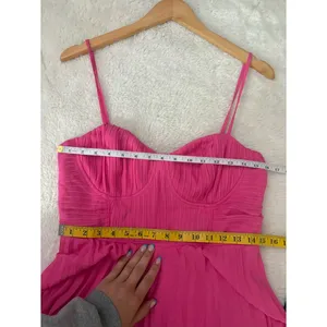 Lulus Lulus Cascading Crush Hot Pink Tiered Bustier Midi Dress Size Large Formal thumbnail 7