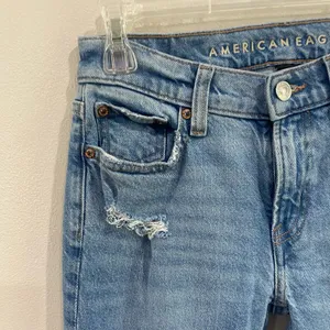 American Eagle Jeans Blue 90's‎ Low Rise Skinny Kick Distressed Sz 00 thumbnail 3