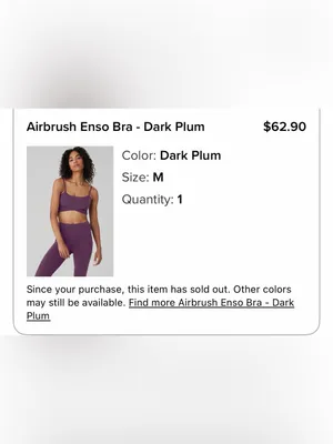 ALO Yoga Airbrush Enso Dark Plum Cross-Front Sports Bralette Size Medium thumbnail 11