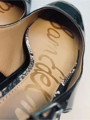Sam Edelman Terra Slingback Block Heel Pumps Black Patent Square Toe 9.5 thumbnail 10
