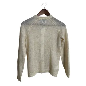 L.L.Bean Mohair Cardigan Sweater Fuzzy Sheer Halo Knit Ivory Womans XS thumbnail 2