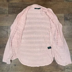 Lauren Ralph Lauren Pink Cable Knit Open Front Cardigan thumbnail 3
