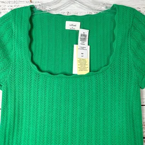 Wilfred Aritzia Alien Green Sweater Crop Top, NWT, Size Medium, MSRP $78 thumbnail 3