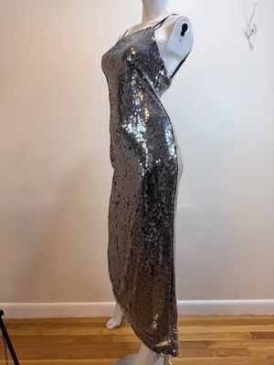 Drapey Shimmering Sparkle Metallic Sequin Corey Slip Dress Ever New Sz 0 thumbnail 9