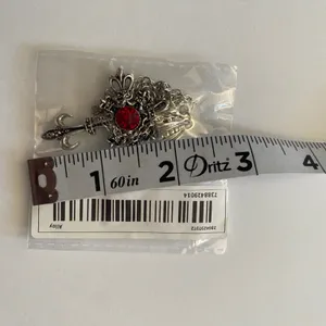 Ruby cross silver‎ tone pendant necklace faux fashion jewelry thumbnail 7