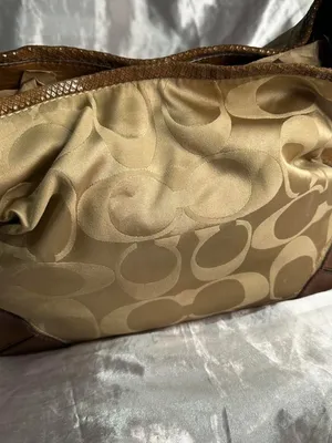 Vintage Y2K Coach Signature Peyton Snakeskin Beige Brown Shoulder Bag thumbnail 2