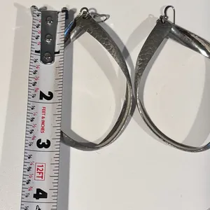 Silver Marquise Hammered Twirl Earrings thumbnail 7