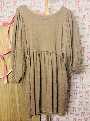 Free People Beach Get Obsessed Babydoll Dress XS Coastal Cowgirl Summer FP Brown thumbnail 1