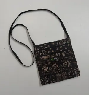 Crossbody Purse Bag Island Sea sea Turtles Shells Coral Lightweight Fabric Black thumbnail 1