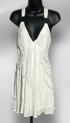 NEW Forever 21 Small Off White Woven Dress with Metal Accents NWT thumbnail 1
