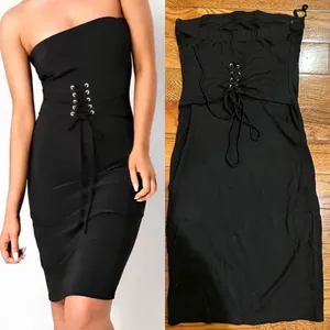 Y2K Strapless Tube Mini Bodycon Black Corset tube mini bodycon Dress S thumbnail 2