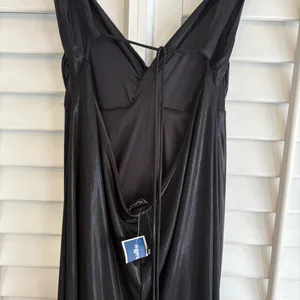 Zara Black Shimmer Halter‎ Neckline Maxi Dress Size Large thumbnail 5