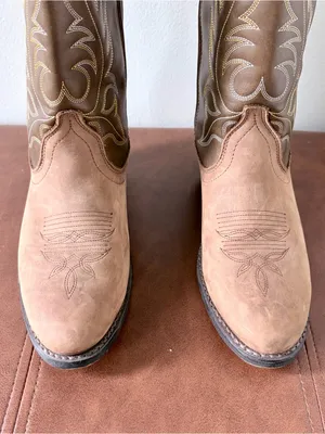 Laredo Two-Tone Brown Suede & Leather Cowboy Boots thumbnail 3