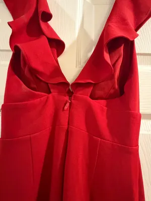 Lulu's Red Ruffle-Trim V-Neck Prom Gown thumbnail 6