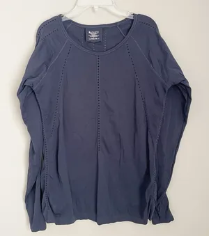 Athleta Size L Navy Blue Foothill Seamless Long Sleeve Shirt Athletic Workout thumbnail 1