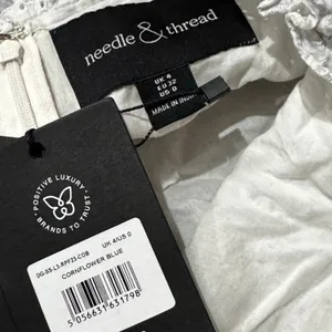 Needle & Thread Blue White Broderie Anglaise Cotton Maxi Dress XS thumbnail 5