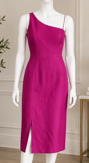 Dress the Population Fuchsia One Shoulder Sheath Midi Dress NWT XS thumbnail 1