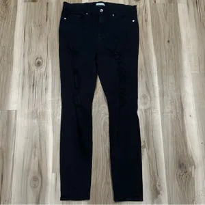 Good American Good Legs High Rise Distressed Black Skinny Jeans Women’s 14/32 thumbnail 4