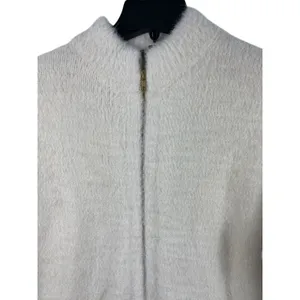 J. Crew Point Sur Heavy Ivory Faux Fur Zip Up Mock Neck Coat S thumbnail 3