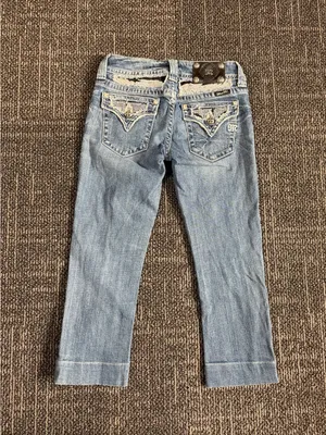 Miss Me Y2K Bootcut Cropped Jeans Women's Size 27 Embellished Rhinestone Studded thumbnail 5