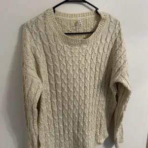 POL Women's Size Medium Sweater‎ Pullover Cable Knit Oversized Loose Fit Cream thumbnail 3