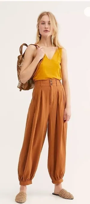 Free People Kirsten trouser rust/autumn leave linen pant thumbnail 1