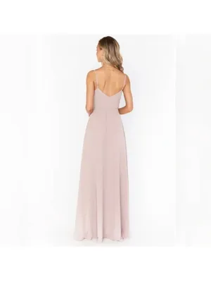 NWT Show Me Your Mumu Faith Chiffon Long Maxi Dress M Soft Beige thumbnail 3