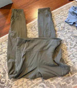 Lululemon army green leggings with mesh detailing 8 thumbnail 1