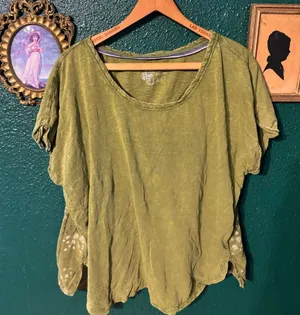 Pilcro Anthropologie Oversized Green Blouse Size XS thumbnail 1